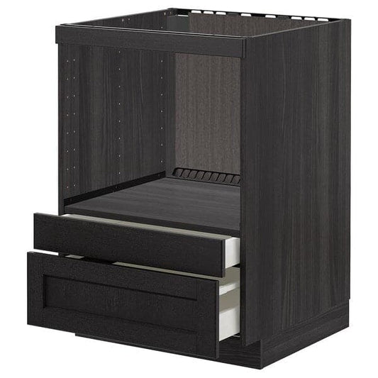 Ikea METOD - Base cabinet f combi micro/drawers, black/Lerhyttan black stained, 60x60 cm