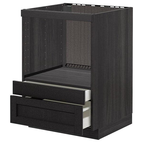 METOD - Base cabinet f combi micro/drawers, black/Lerhyttan black stained, 60x60 cm