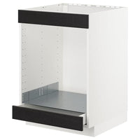 METOD base cab for hob+oven w drawer, white/Lerhyttan black stained, 60x60 cm