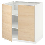METOD base cabinet with shelves/2 doors, white/Askersund light ash effect, 80x60 cm