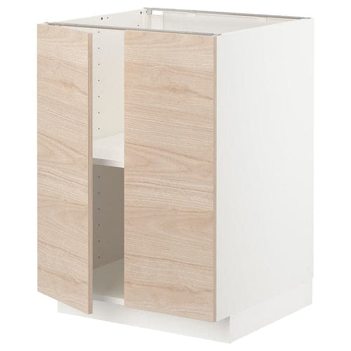 METOD - Base cabinet with shelves/2 doors, white/Askersund light ash effect, 60x60 cm