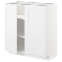 METOD base cabinet with shelves/2 doors, white/Axstad matt white, 80x37 cm