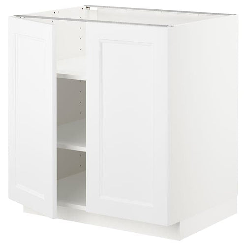 METOD - Base cabinet with shelves/2 doors, white/Axstad matt white, 80x60 cm