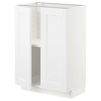 METOD base cabinet with shelves/2 doors, white/Axstad matt white, 60x37 cm