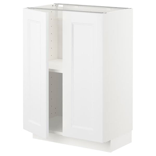 Ikea METOD - Base cabinet with shelves/2 doors, white/Axstad matt white, 60x37 cm
