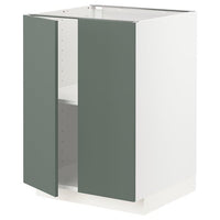METOD - Base cabinet with shelves/2 doors, white/Bodarp grey-green, 60x60 cm - best price from Maltashopper.com 29469718
