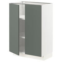 METOD - Base cabinet with shelves/2 doors, white/Bodarp grey-green, 60x37 cm - best price from Maltashopper.com 09468673