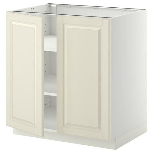 METOD - Base cabinet with shelves/2 doors, white/Bodbyn off-white, 80x60 cm