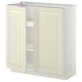 METOD base cabinet with shelves/2 doors, white/Bodbyn off-white, 80x37 cm