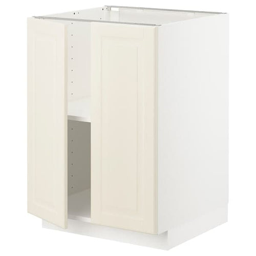 METOD base cabinet with shelves/2 doors, white/Bodbyn off-white, 60x60 cm