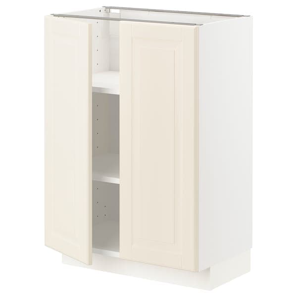 METOD - Base cabinet with shelves/2 doors, white/Bodbyn off-white , 60x37 cm