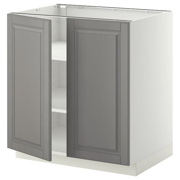 METOD - METOD Base cabinet with shelves/2 doors, white/Bodbyn grey, 80x60 cm