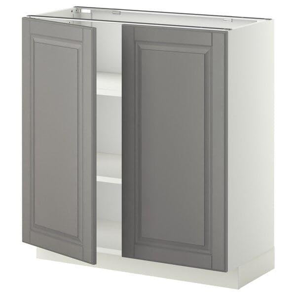 METOD - Base cabinet with shelves/2 doors, white/Bodbyn grey, 80x37 cm - best price from Maltashopper.com 49462377