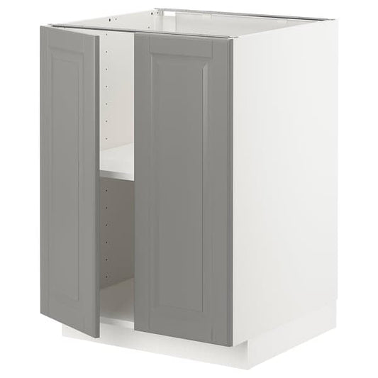 Ikea METOD - Base cabinet with shelves/2 doors, white/Bodbyn grey, 60x60 cm