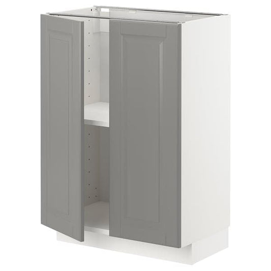 Ikea METOD - Base cabinet with shelves/2 doors, white/Bodbyn grey, 60x37 cm