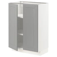 METOD - Base cabinet with shelves/2 doors, white/Bodbyn grey, 60x37 cm - best price from Maltashopper.com 89470040