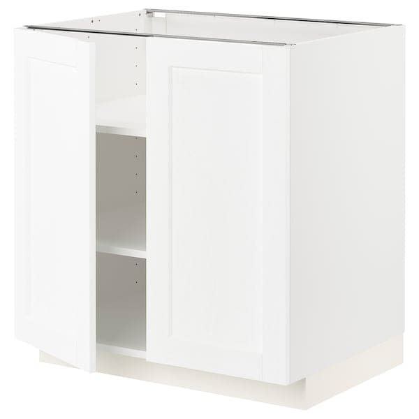 METOD - Base cabinet with shelves/2 doors, white Enköping/white wood effect, 80x60 cm - best price from Maltashopper.com 49473366
