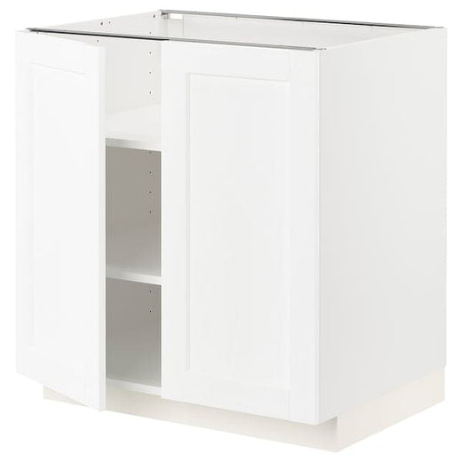 METOD base cabinet with shelves/2 doors, white Enköping/white wood effect, 80x60 cm