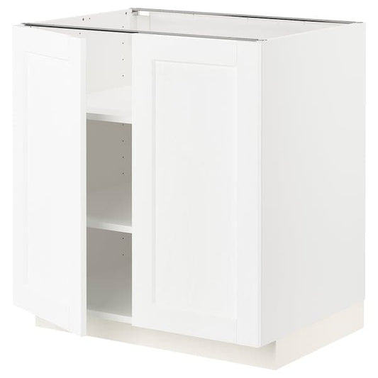 Ikea METOD - Base cabinet with shelves/2 doors, white Enköping/white wood effect, 80x60 cm