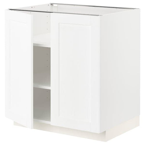 METOD - Base cabinet with shelves/2 doors, white Enköping/white wood effect, 80x60 cm