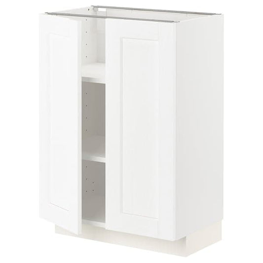 Ikea METOD - Base cabinet with shelves/2 doors, white Enköping/white wood effect, 60x37 cm