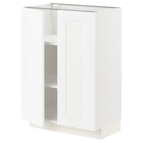 METOD base cabinet with shelves/2 doors, white Enköping/white wood effect, 60x37 cm