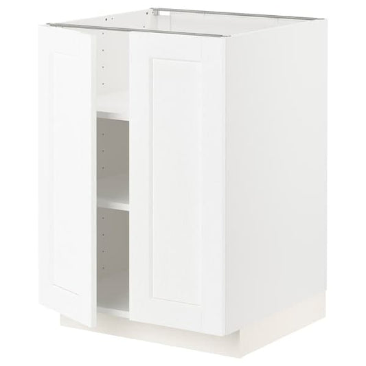 Ikea METOD - Base cabinet with shelves/2 doors, white Enköping/white wood effect, 60x60 cm