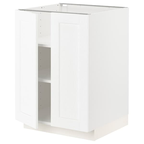 Ikea METOD - Base cabinet with shelves/2 doors, white Enköping/white wood effect, 60x60 cm