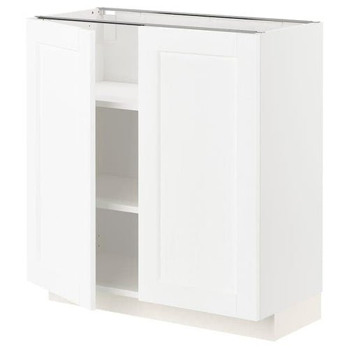 METOD base cabinet with shelves/2 doors, white Enköping/white wood effect, 80x37 cm