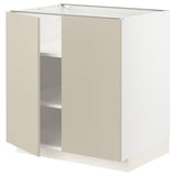 METOD base cabinet with shelves/2 doors, white/Havstorp beige, 80x60 cm
