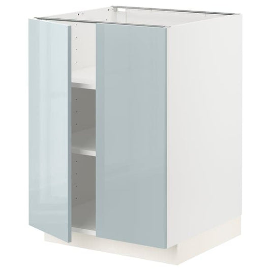 METOD - Base cabinet with shelves/2 doors, white/Kallarp light grey-blue, 60x60 cm - best price from Maltashopper.com 49479617