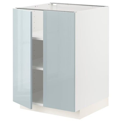 METOD - Base cabinet with shelves/2 doors, white/Kallarp light grey-blue, 60x60 cm