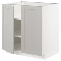 METOD - Base cabinet with shelves/2 doors, white/Lerhyttan light grey, 80x60 cm - best price from Maltashopper.com 29459432