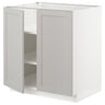 METOD base cabinet with shelves/2 doors, white/Lerhyttan light grey, 80x60 cm