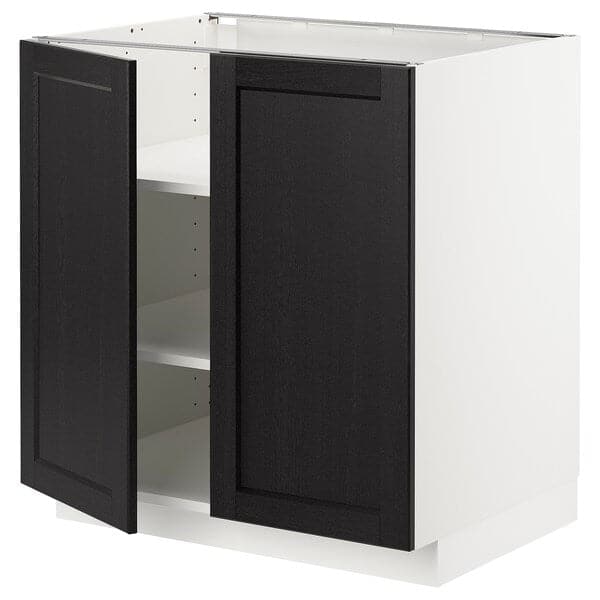 METOD - Base cabinet with shelves/2 doors, white/Lerhyttan black stained, 80x60 cm - best price from Maltashopper.com 49454914