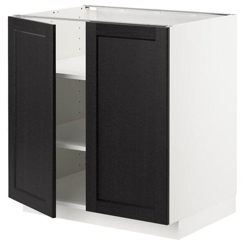 METOD - Base cabinet with shelves/2 doors, white/Lerhyttan black stained, 80x60 cm