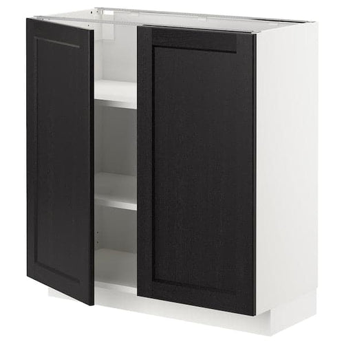 METOD - METOD Base cabinet with shelves/2 doors, white/Lerhyttan black stained, 80x37 cm