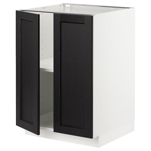 Ikea METOD - Base cabinet with shelves/2 doors, white/Lerhyttan black stained , 60x60 cm