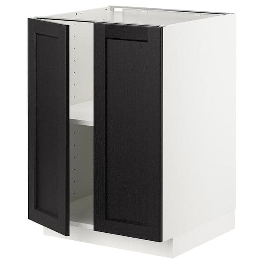 Ikea METOD - Base cabinet with shelves/2 doors, white/Lerhyttan black stained , 60x60 cm