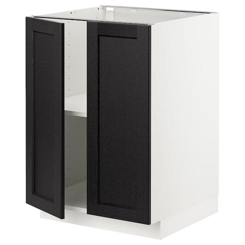 METOD - Base cabinet with shelves/2 doors, white/Lerhyttan black stained , 60x60 cm