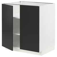 METOD - Base cabinet with shelves/2 doors, white/Nickebo matt anthracite, 80x60 cm - best price from Maltashopper.com 19498877