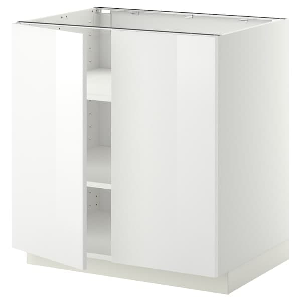 METOD - Base cabinet with shelves/2 doors, white/Ringhult white, 80x60 cm - best price from Maltashopper.com 89458750
