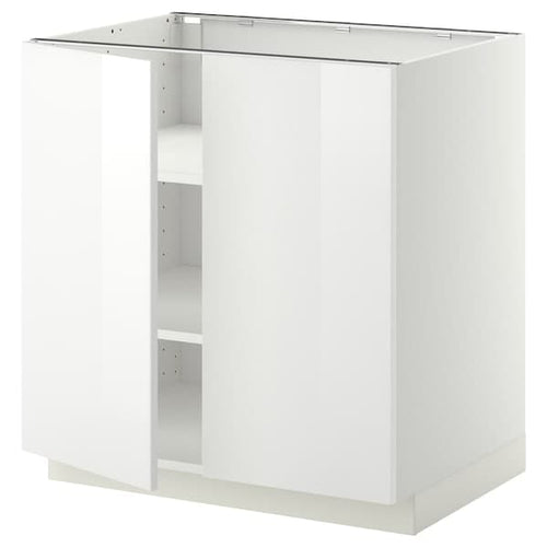 METOD - Base cabinet with shelves/2 doors, white/Ringhult white, 80x60 cm