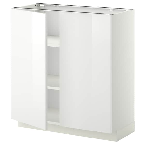 Ikea METOD - Base cabinet with shelves/2 doors, white/Ringhult white, 80x37 cm