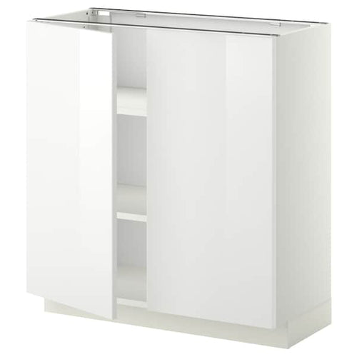 METOD - Base cabinet with shelves/2 doors, white/Ringhult white, 80x37 cm