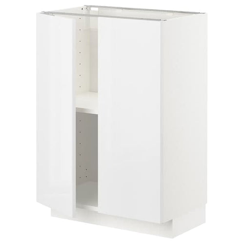 METOD base cabinet with shelves/2 doors, white/Ringhult white, 60x37 cm