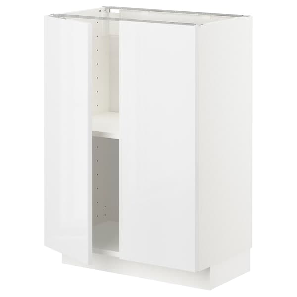 METOD - Base cabinet with shelves/2 doors, white/Ringhult white, 60x37 cm