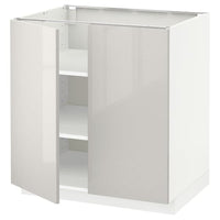 METOD - Base cabinet with shelves/2 doors, white/Ringhult light grey, 80x60 cm - best price from Maltashopper.com 69455031