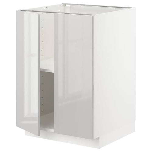 METOD - Base cabinet with shelves/2 doors, white/Ringhult light grey, 60x60 cm