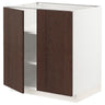 METOD base cabinet with shelves/2 doors, white/Sinarp brown, 80x60 cm